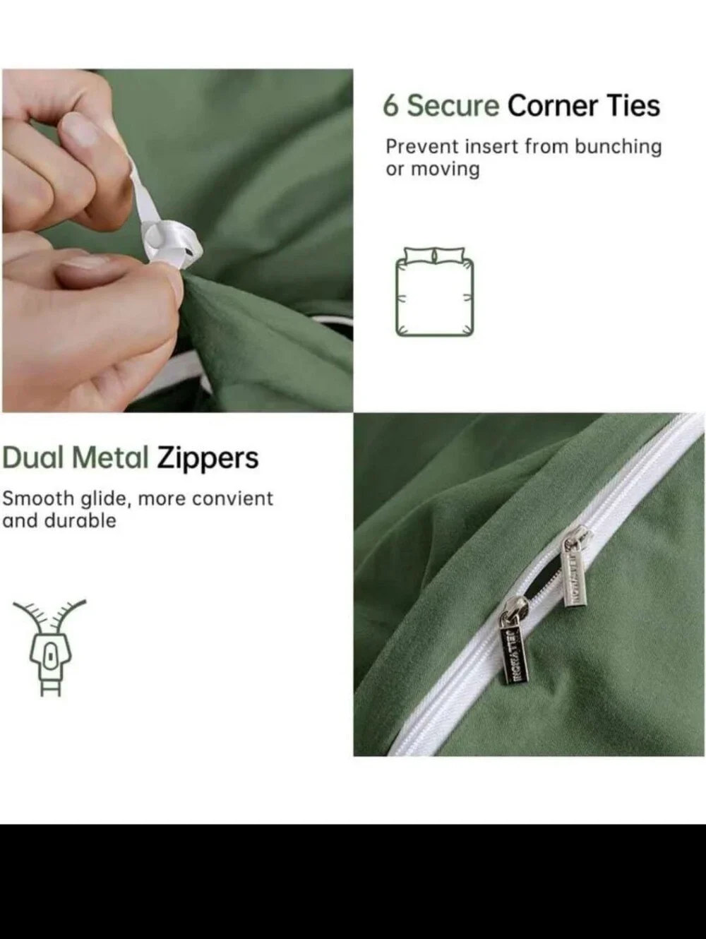 Green Duvet Cover Full Size - 100% Washed Cotton New